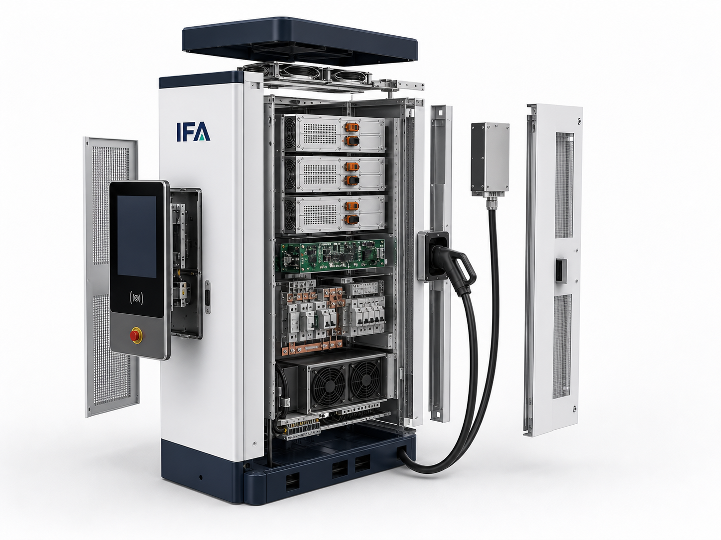 Conceptual exploded view of IFA charger internal service zones